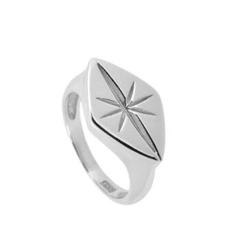 Chevalière étoile, bague en argent sterling 925 - argent - US12 1