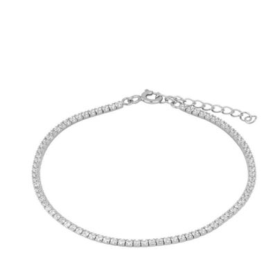 Tennisarmband, 925 Sterling Silber Armband mit Zirkonia 18cm - silber