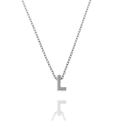 Buchstaben Halskette, 925 Sterling Silber Halskette mit Anhänger 40cm - silber - E