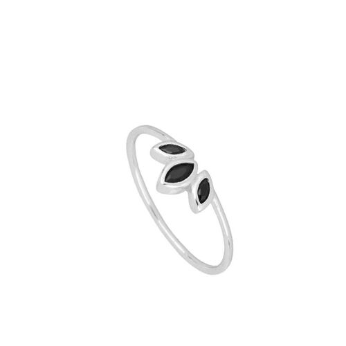 BLOSSOM BLACK RING,925 Sterling Silber Ring - silber - 17.3/US7