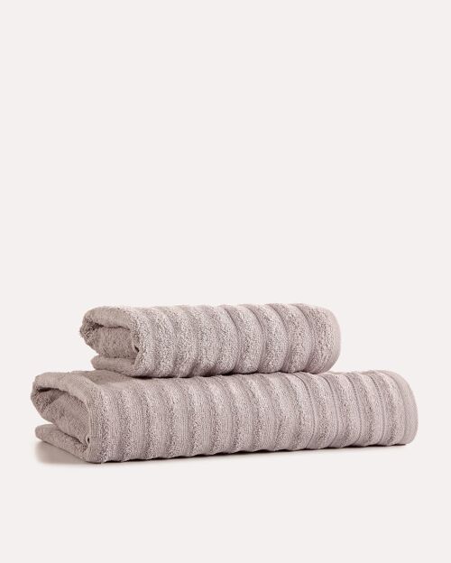 Handtuchset aus gerippter Baumwolle, 2-tlg. - Flieder
