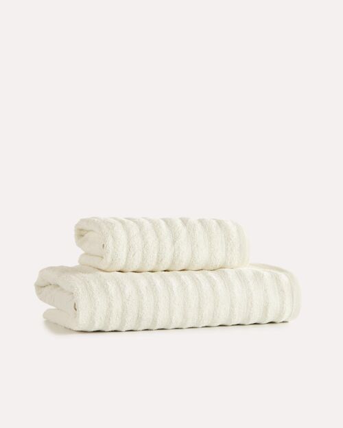 Ribbed Cotton Towel Set 2pcs - Cream