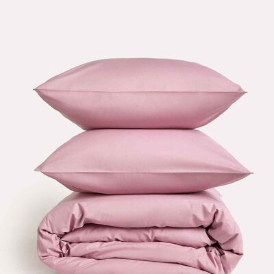 Klassisches Perkal – Bettbezug-Set – Rosa – Doppelbett