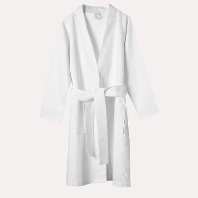 Santorini Cotton Bath Robe - White