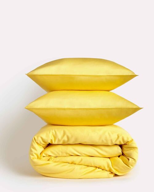 Lavish Satin – Bettbezug-Set – Gelb – Doppelbett