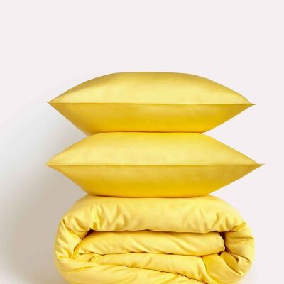 Lavish Satin – Bettbezug-Set – Gelb – Doppelbett