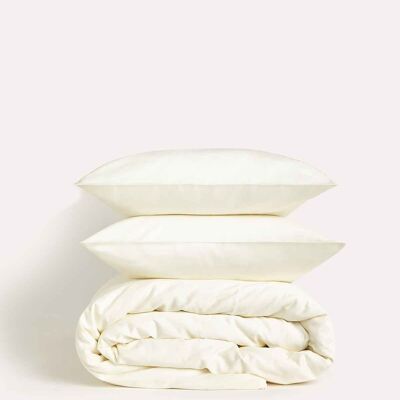 Lavish Satin – Bettbezug-Set – Crème – Einzelbett