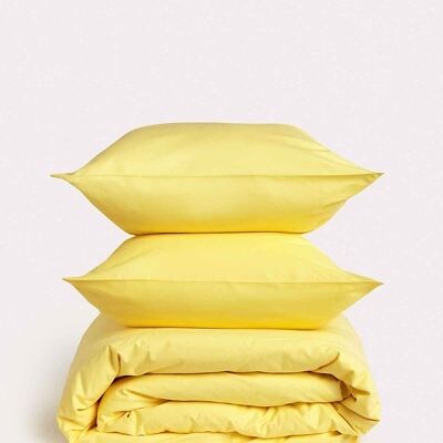 Klassisches Perkal – Bettbezug-Set – Gelb – Doppelbett