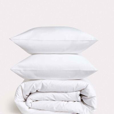 Klassisches Perkal – Bettbezug-Set – Weiß – Doppelbett