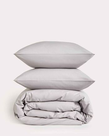 Percale Classique - Ensemble Housse de Couette - Gris - Simple 1