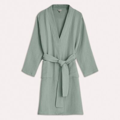 Muslin Cotton Bathrobe - Sage Green