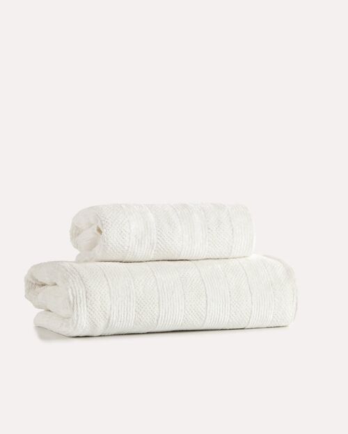 Cotton Velvet Towel Set 2pcs - Cream