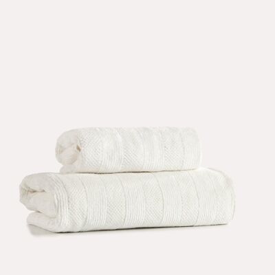 Set asciugamani in velluto di cotone 2 pezzi - Crema