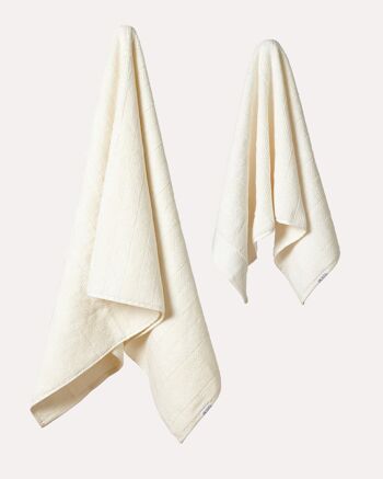 Lot de 2 serviettes en velours de coton - Crème 6