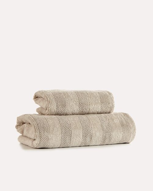 Cotton Velvet Towel Set 2pcs - Milk Chocolate