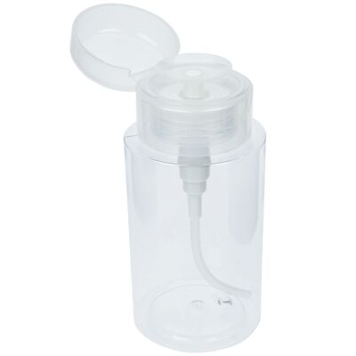 Plastic pump bottle, empty, for 200 ml nail polish remover