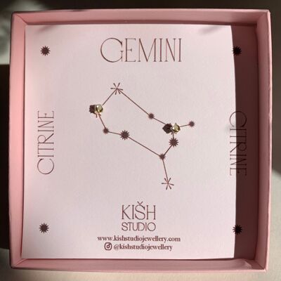 COSMO Zodiac Studs - Gold filled Gemini | citrine