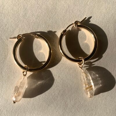 IŠHARA Hoop Earrings ~ Citrine - Sterling silver