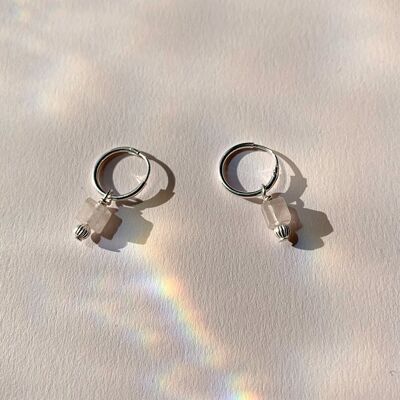 NILANA Earrings ~ Rose Quartz - Sterling silver