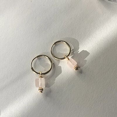 NILANA Earrings ~ Rose Quartz - Gold filled