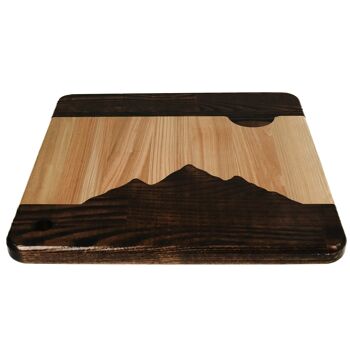 Planche à découper en bois dur avec vue sur la montagne pour planche de service de cuisine 2