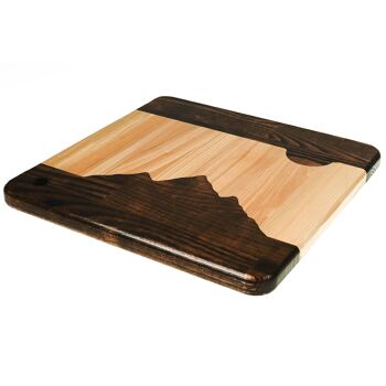 Planche à découper en bois dur avec vue sur la montagne pour planche de service de cuisine 3