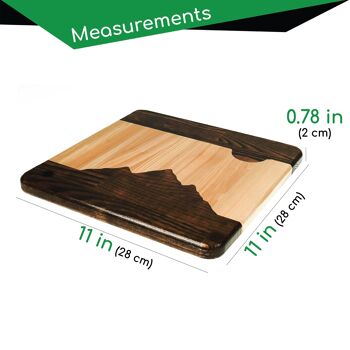 Planche à découper en bois dur avec vue sur la montagne pour planche de service de cuisine 8