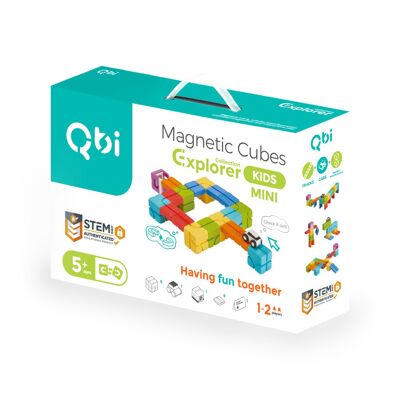 QBI Toy Kids Magnet Building Tiles Mini Set, Construction de blocs magnétiques colorés 3D Jouets éducatifs STEM pour garçons et filles de 5 ans et plus Jeu Montessori (Article n ° 105, MINI Pack - 21 pièces)