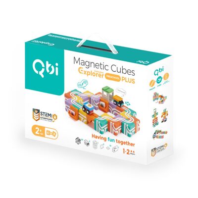 QBI Toy Tuiles de construction magnétiques préscolaires Maxi Pack, Construction de blocs magnétiques colorés 3D Jouets éducatifs STEM pour garçons et filles de 2 ans et plus Jeu Montessori (Article n ° 109, Maxi Pack - 37 pièces)