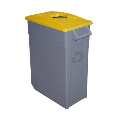 Poubelle Zeus ouverte 65 litres. Couleur jaune.