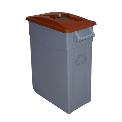 Poubelle Zeus ouverte 65 litres. Couleur marron.