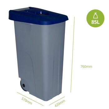 Conteneur à déchets Recycle ouvert 85 litres. Couleur bleu. 2