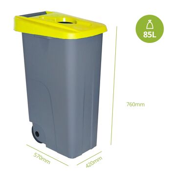 Conteneur à déchets Recycle ouvert 85 litres. Couleur jaune. 2