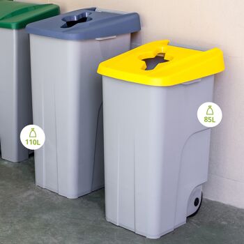 Conteneur à déchets Recycle ouvert 85 litres. Couleur jaune. 3