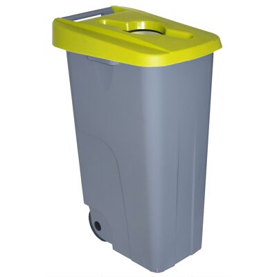 Waste container Recycle open 110 liters. Yellow color.