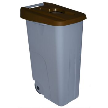 Conteneur à déchets Recycle ouvert 110 litres. Couleur marron. 1