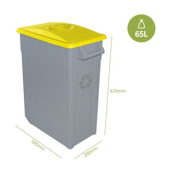 Conteneur à déchets Zeus fermé 65 litres. Couleur jaune. 2