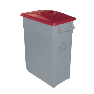 Zeus waste container closed 65 liters. Red color.