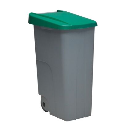 Closed recycling waste container 85 litres. Green color.