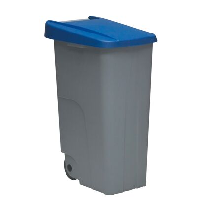 Poubelle de recyclage fermée 85 litres. Couleur bleu.
