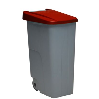 Closed recycling waste container 85 litres. Red color.