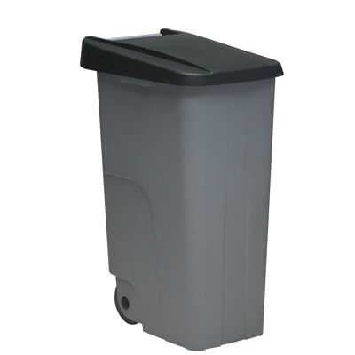 Closed recycling waste container 85 litres. Color Black.
