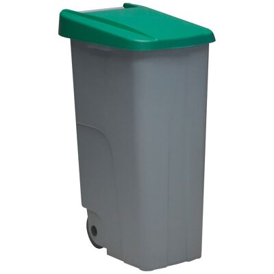 Contenitore per rifiuti a riciclo chiuso da 110 litri. Colore verde.
