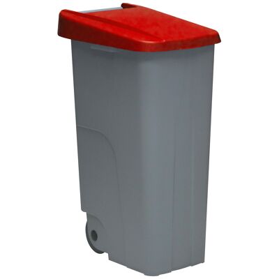 Closed recycling waste container 110 litres. Red color.