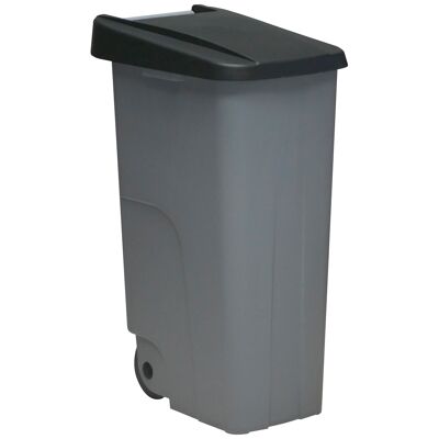 Closed recycling waste container 110 litres. Color Black.