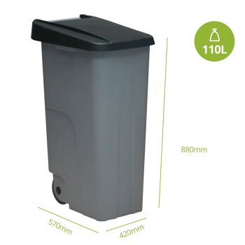 Conteneur de recyclage fermé 110 litres. La couleur noire. 2