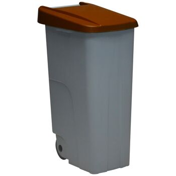 Conteneur de recyclage fermé 110 litres. Couleur marron. 1