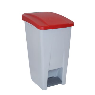 Waste container with Selective pedal 60 liters. Red color.