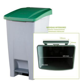 Conteneur à déchets avec pédale sélective 60 litres. Couleur verte. 5