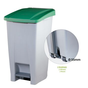 Conteneur à déchets avec pédale sélective 60 litres. Couleur verte. 6